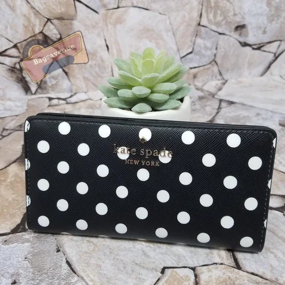 Minnie Mouse Black Backpack Polka Dot Large Bifold Wallet White Kate Spade Minnie Mouse Black Backpack Polka Dot Large Bifold Wallet  main image 2